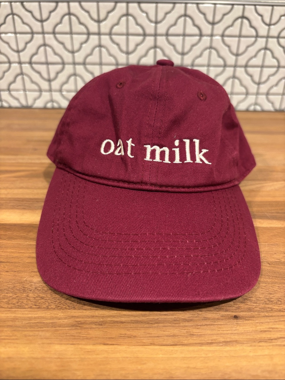 Oat Milk Burgundy dad hat